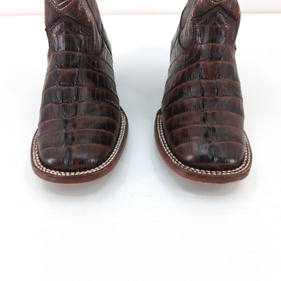 BIG BULL Kid Mexican 17 US 10 Caiman Alligator Boots Brown Leather Western FLAW - Picture 5 of 10